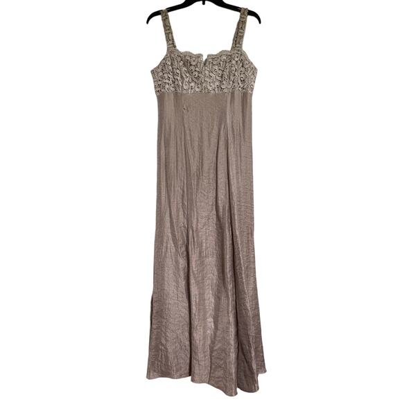 Marina Maxi Flowy Blush Wine Lace Top Formal Gown Women's Size 6 Prom Wedding - Picture 1 of 12